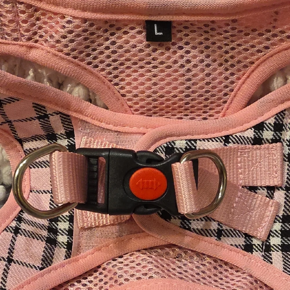 Matilor Step-In Pink Plaid Pet Harness and Leash Set